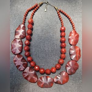 Chunky Red Jasper Handmade Double Layered Strand One of a Kind Necklace